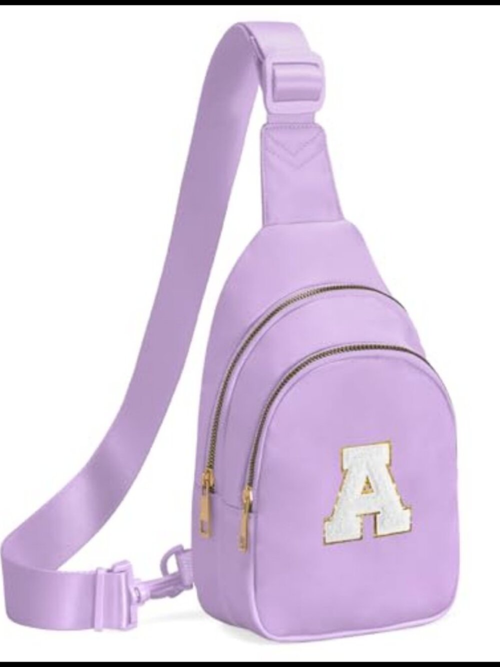 Girls Sling Bag Crossbody Fanny Pack Initial Patch Water-Resistant